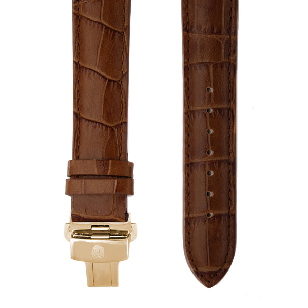 Strap - Brown Alligator Leather Strap with Rose Gold Clasp - ERROYL